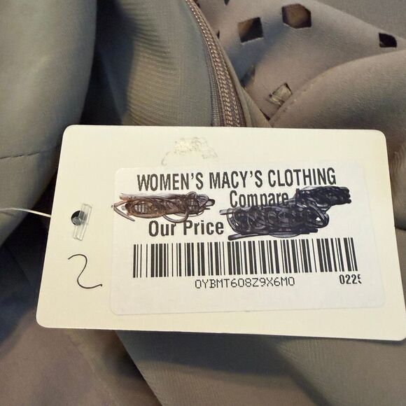 Bec + Bridge Laser Cut Mini Dress Taupe Gray Flowy Layered Knit 2 - Picture 8 of 9